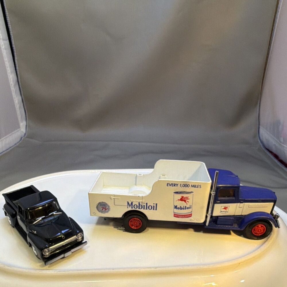 VTG Diecast Lot: 1991 Hartoy Mobil Oil Peterbilt 260 + 1958 Ford F-100 Pickup